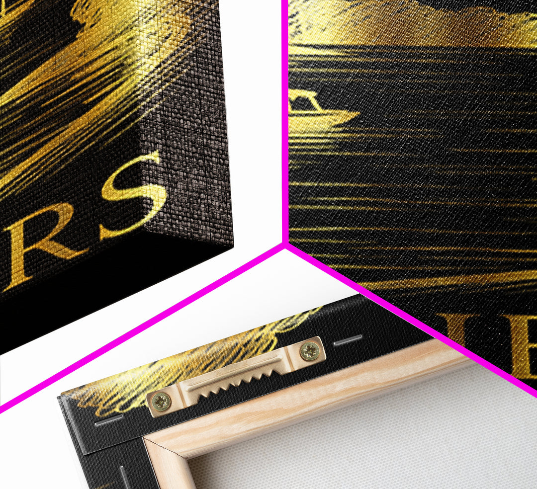 Fishers Travel Poster, Framed Canvas Print, Black And Gold Line Art, Fishers Travel Art, Vintage Travel Art, Vintage Travel Print