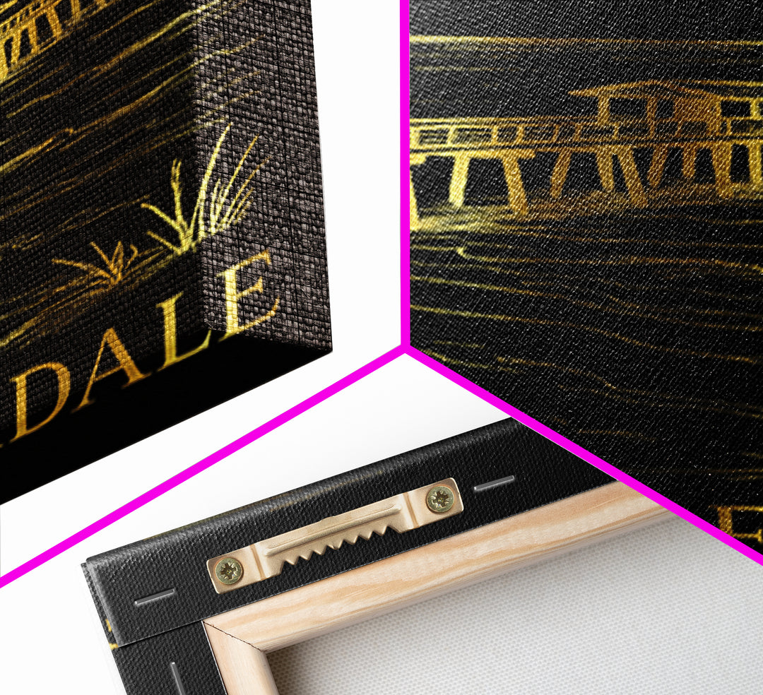 Fort Lauderdale Travel Poster, Framed Canvas Print, Dark Background Poster Art, Fort Lauderdale Wall Art, Vintage City Art, Travel Print
