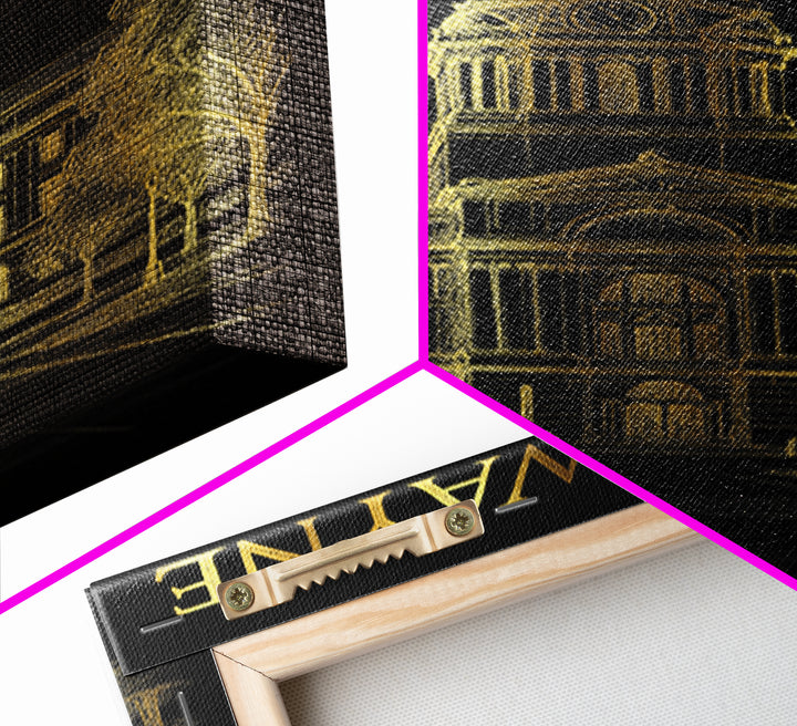 Fort Wayne Indiana Travel Poster, Canvas Print, Elegant Gold City Art, Fort Wayne Poster Print, Wanderlust Decor, Fine Art Print, Wall Decor
