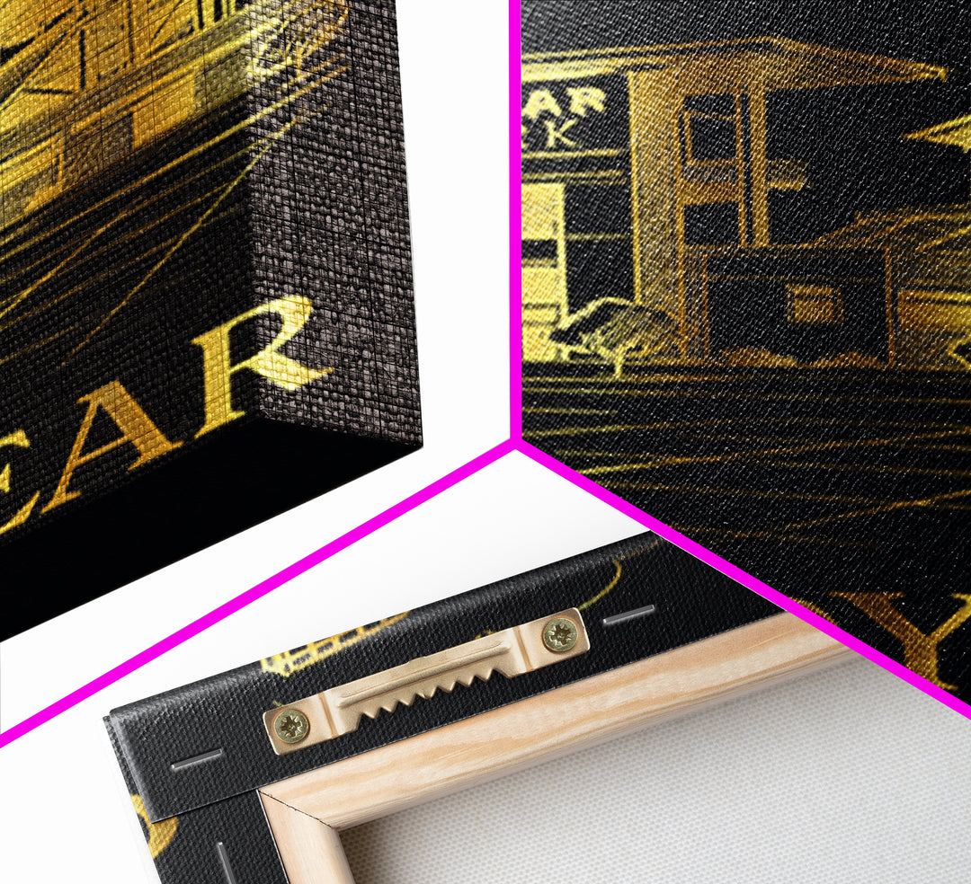 Goodyear Travel Poster, Framed Canvas Print, Gold Sketch Wall Art, Goodyear Travel Art, Eclectic Wall Decor, Living Room Wall Art