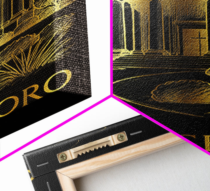 Greensboro Travel Poster, Framed Canvas Print, Black And Gold Line Art, Greensboro Poster Print, Travel Poster Set, Retro Travel Print