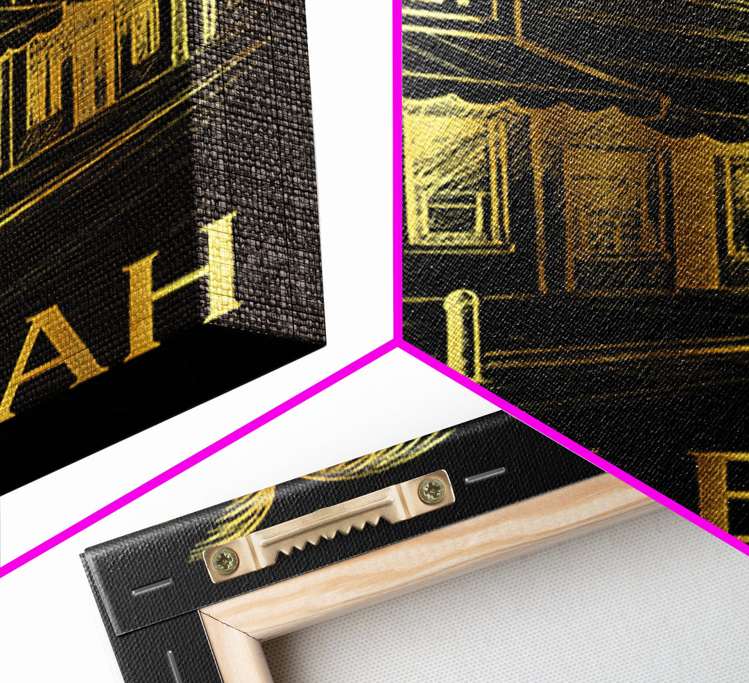 Hialeah Travel Poster, Framed Canvas Print, Elegant Gold City Art, Hialeah Poster Print, Travel Poster Set, Gift For Travelers