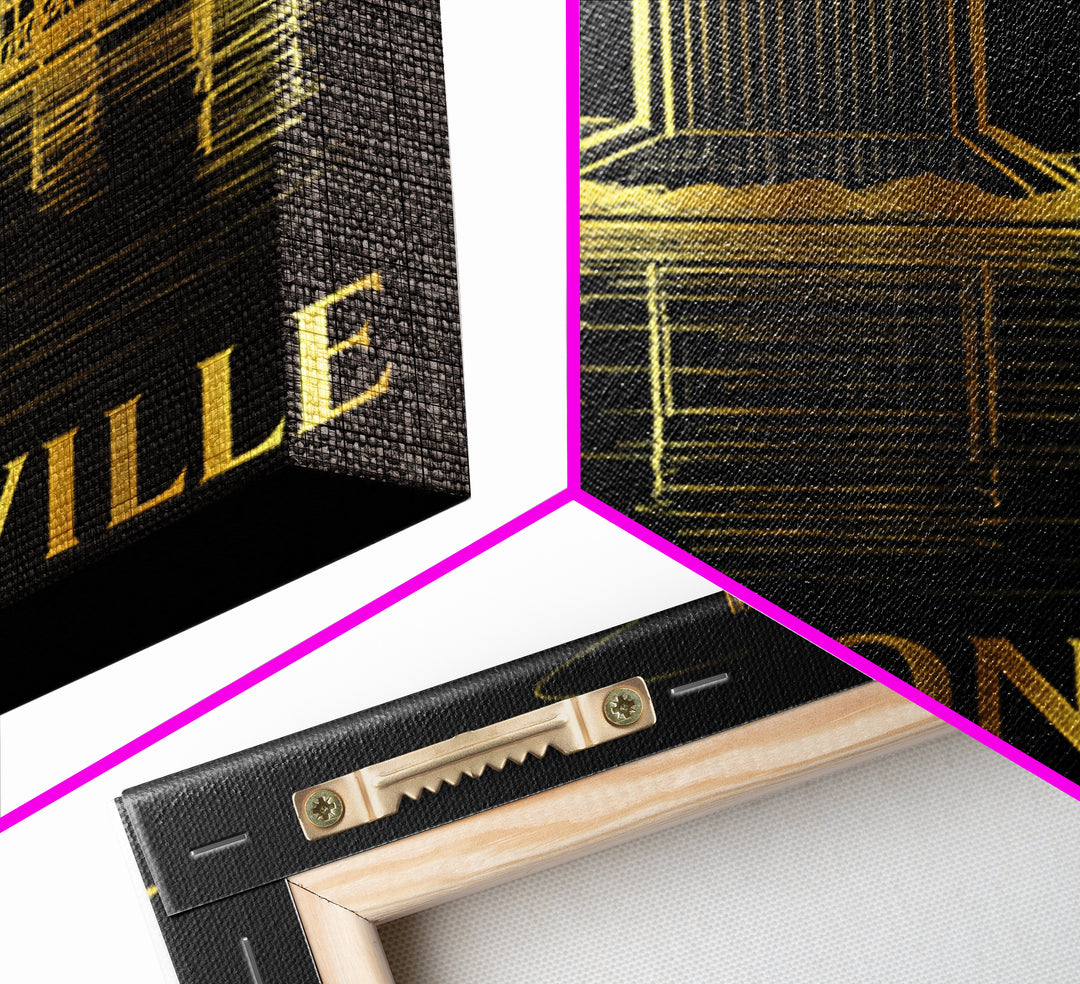 Jacksonville Travel Poster, Canvas Print, Elegant Gold City Art, Jacksonville Wall Art, Gift For Travelers, Wanderlust Decor, Wall Art