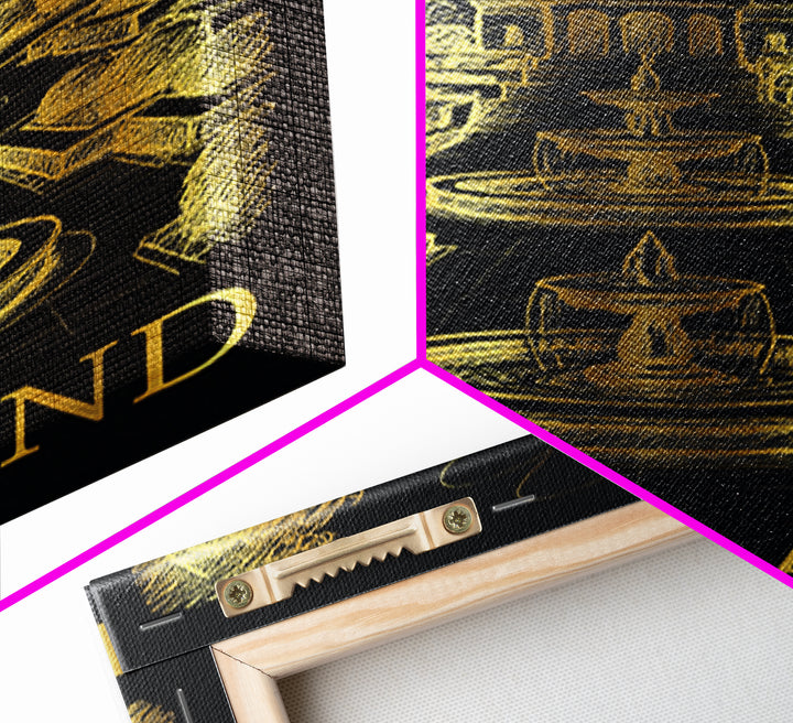 Lakeland Travel Poster, Canvas Print, Elegant Gold City Art, Lakeland Wall Art, Travel Art Print, City Art Print, Eclectic Wall Decor