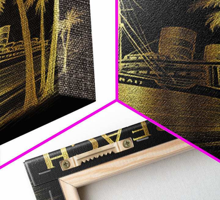 Long Beach California Travel Poster, Canvas Print, Elegant Gold City Art, Long Beach Wall Art, Skyline Art, City Art Print, Wanderlust Decor