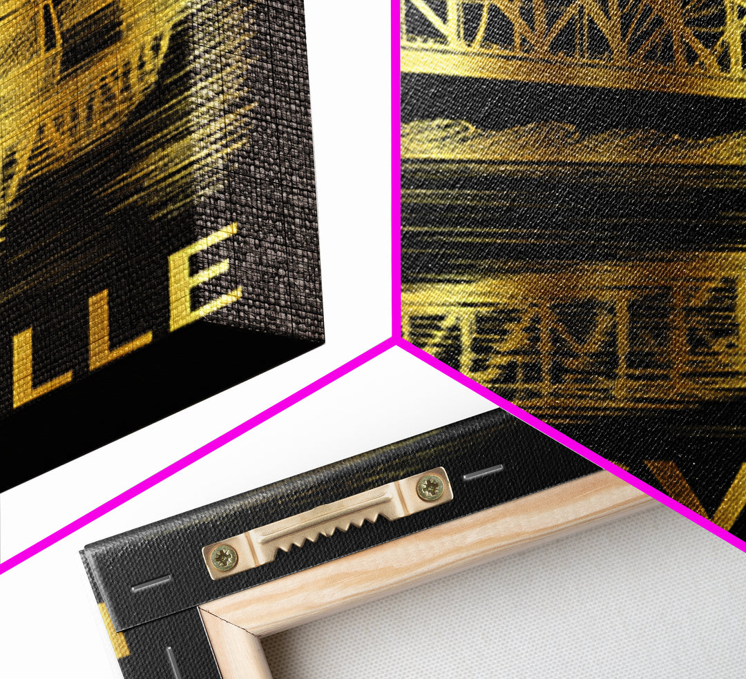Louisville Travel Poster, Canvas Print, Black And Gold Line Art, Louisville Art Print, Travel Poster Art, Living Room Wall Art