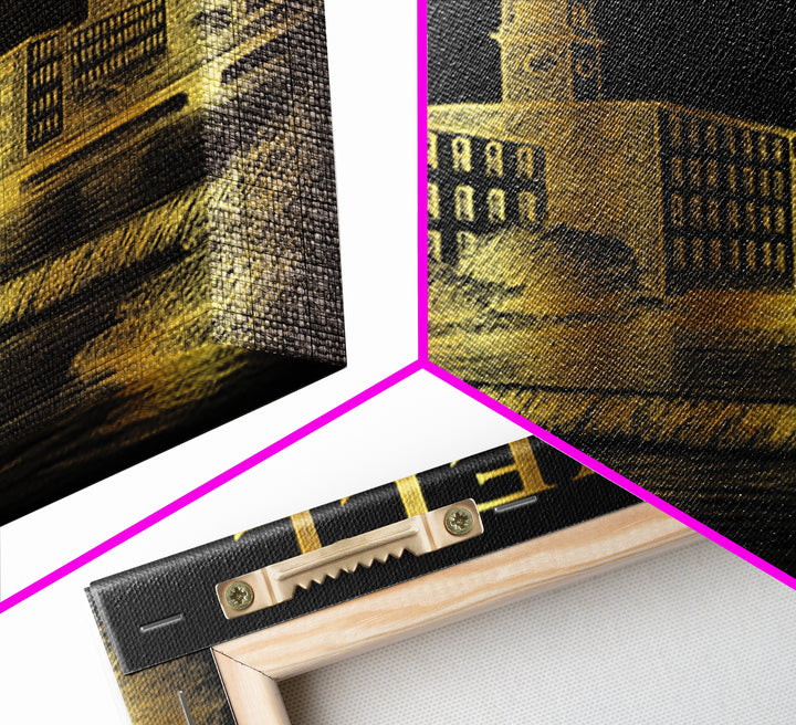 Lowell Massachusetts Travel Poster, Canvas Print, Dark Background Poster Art, Lowell City Art, City Poster, Art Print, Retro Travel Print