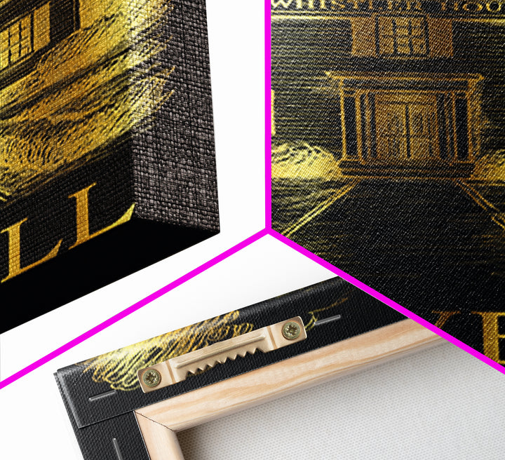 Lowell Travel Poster, Canvas Print, Black And Gold Line Art, Lowell City Art, Travel Wall Art, Eclectic Wall Decor, Gift For Travelers