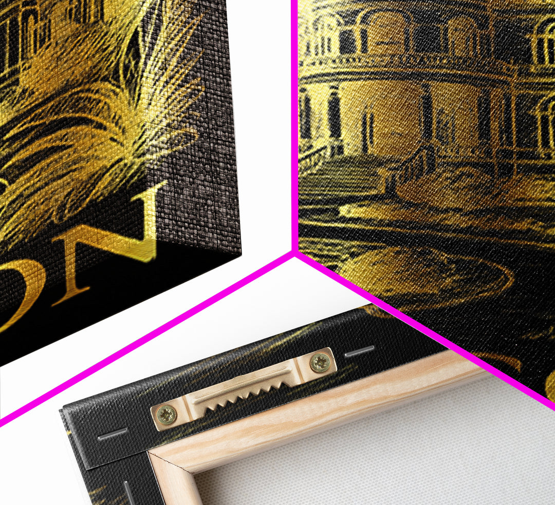 Macon Travel Poster, Framed Canvas Print, Black And Gold Line Art, Macon Wall Art, Travel Poster Art, Living Room Wall Art, City Art Print