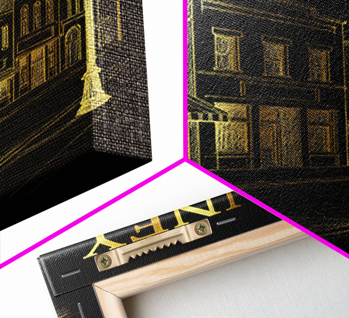 Mckinney Texas Travel Poster, Canvas Print, Elegant Gold City Art, Mckinney Wall Art, Fine Art Print, City Illustration, Vintage Travel Art