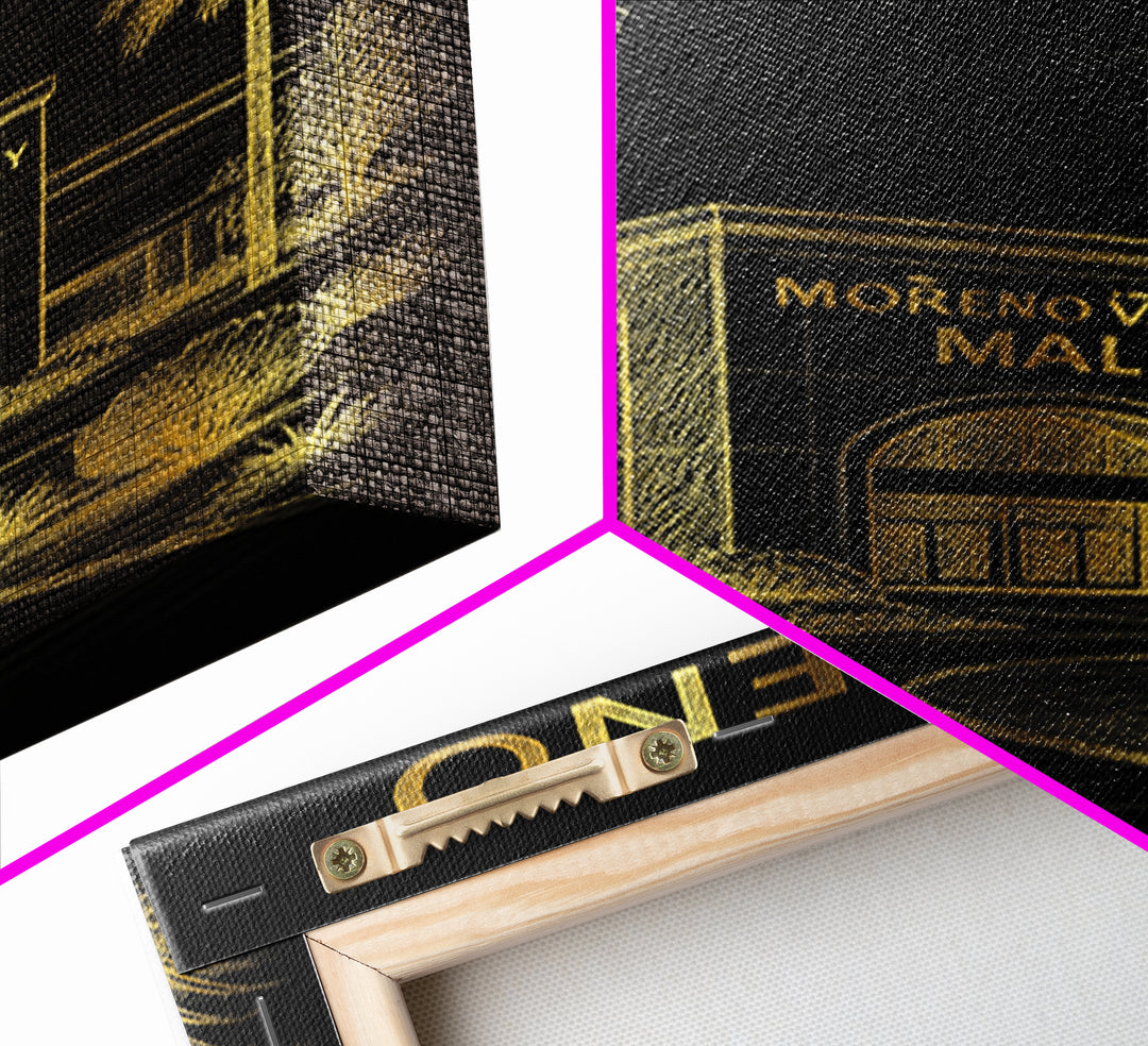 Moreno Valley California Travel Poster, Canvas Print, Black And Gold Line Art, Moreno Valley Art Print, Travel Art Print, Modern Wall Decor