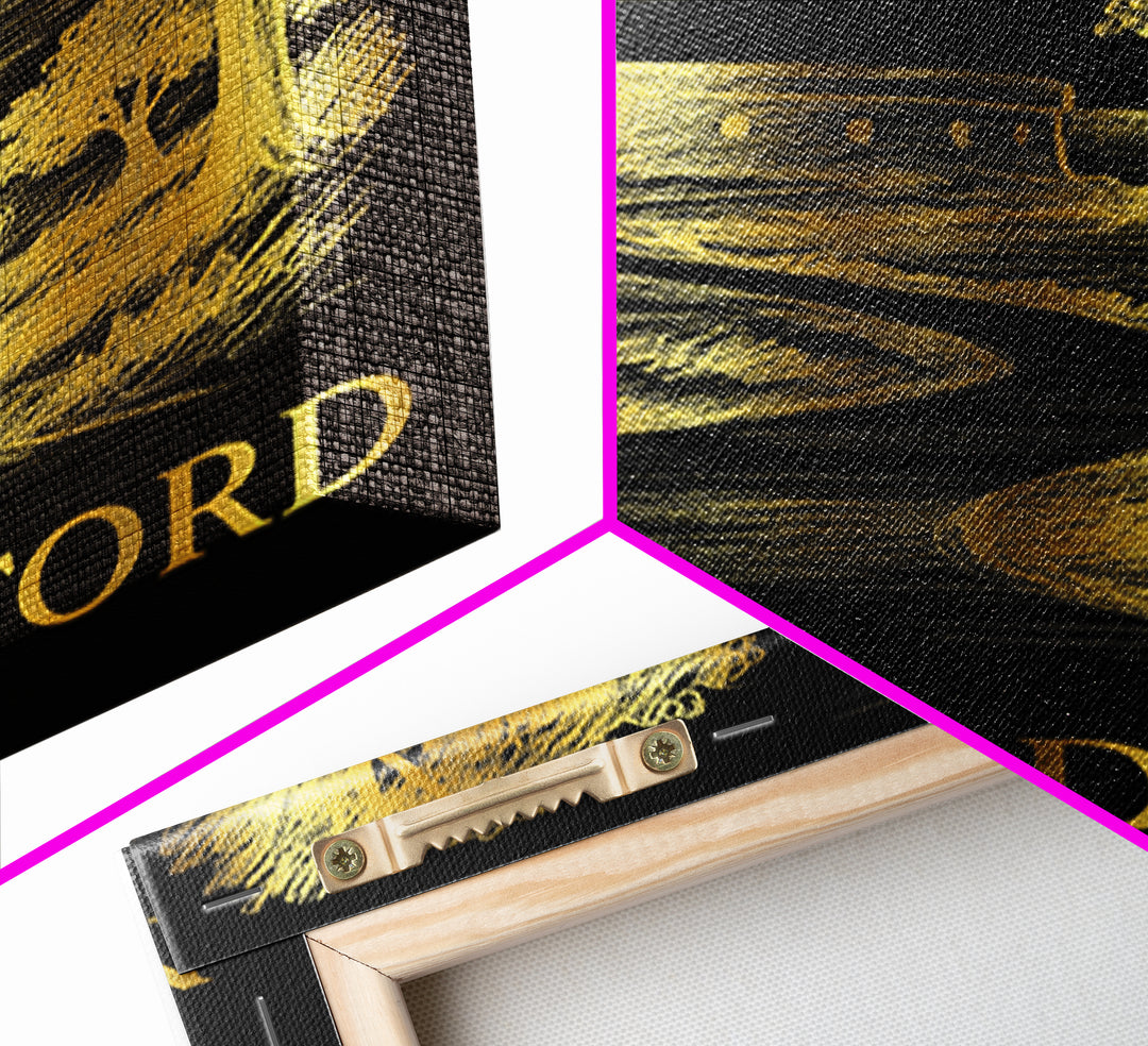 New Bedford Travel Poster, Framed Canvas Print, Elegant Gold City Art, New Bedford Wall Art, City Travel Prints, Gift For Travelers