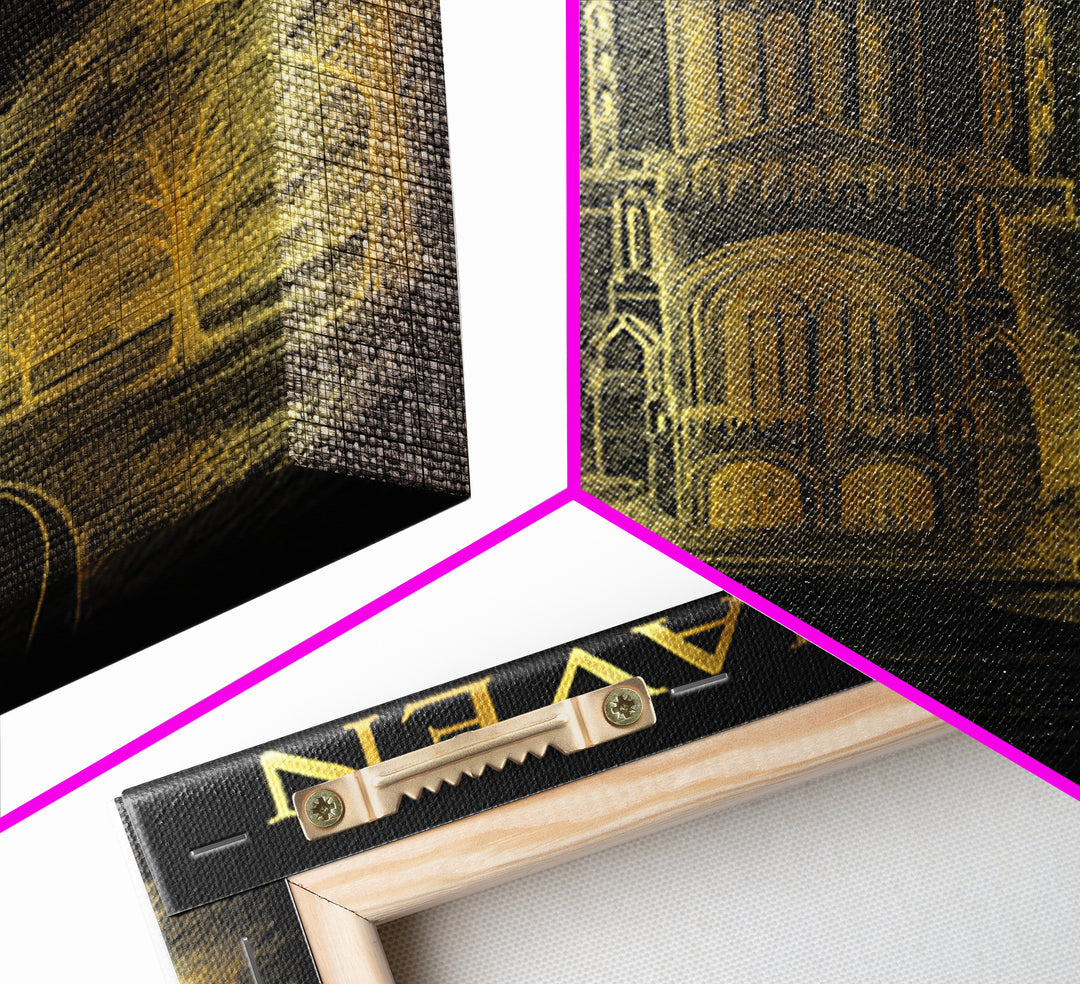 New Haven Connecticut Travel Poster, Canvas Print, Dark Background Poster Art, New Haven Travel Art, Modern Wall Decor, Eclectic Wall Decor