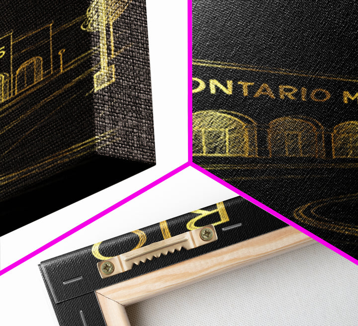 Ontario California Travel Poster, Framed Canvas Print, Black And Gold Line Art, Ontario City Art, Vintage Travel Print, Vintage Travel Art
