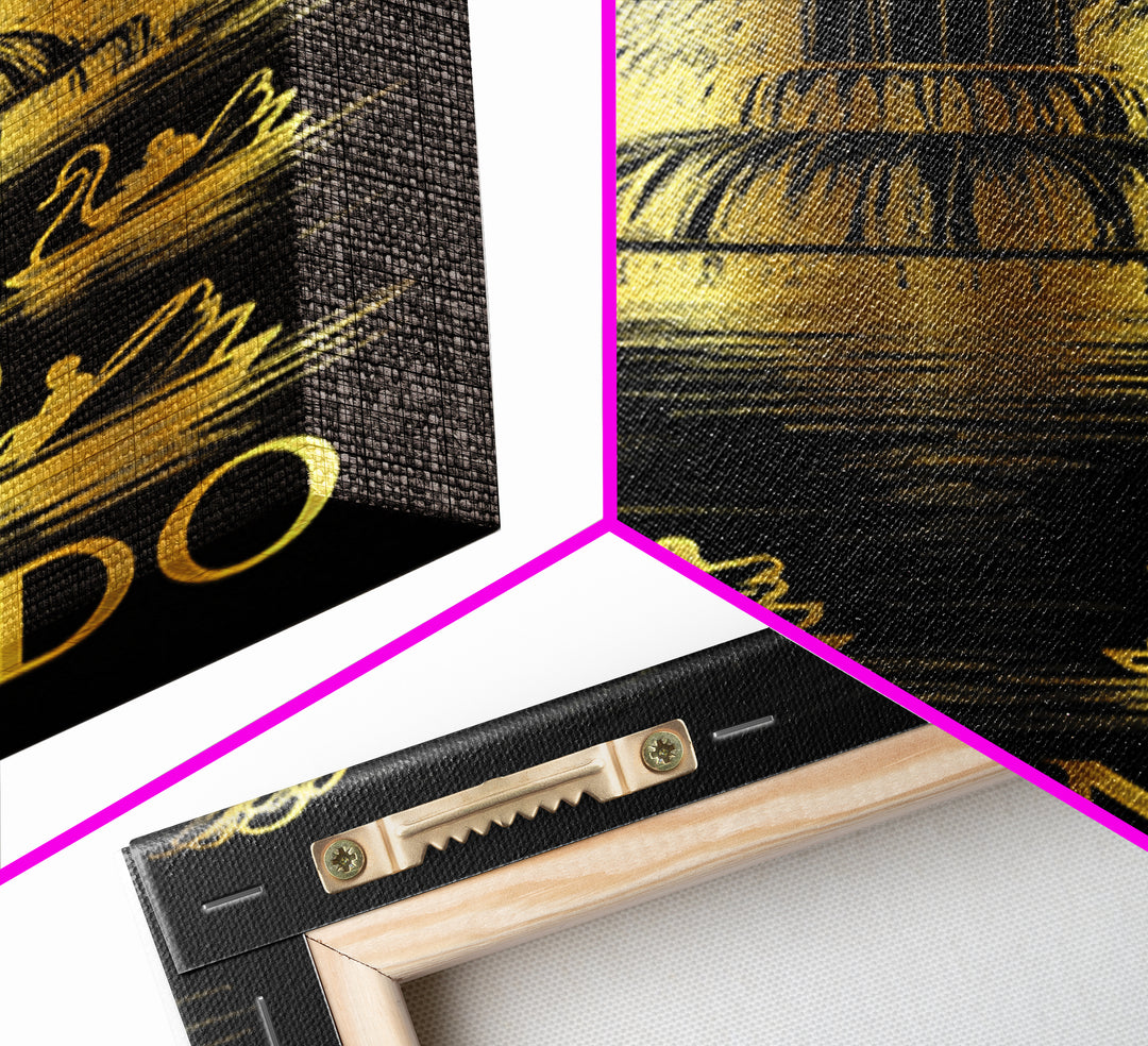 Orlando Travel Poster, Framed Canvas Print, Black And Gold Line Art, Orlando Art Print, Vintage City Poster, City Art Print, Art Print