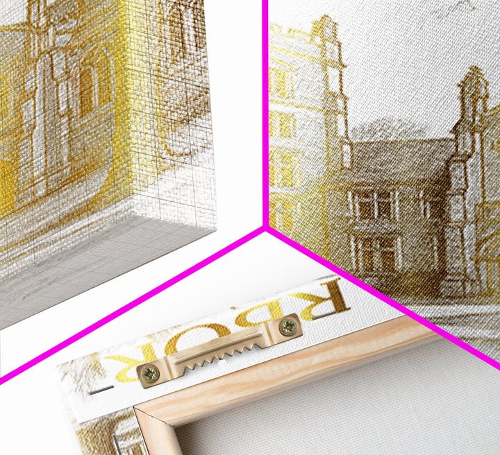 Ann Arbor Michigan Travel Poster, Canvas Print, Gold Line Drawing Wall Art, Ann Arbor Travel Art, Mid Century Wall Art, Travel Wall Decor
