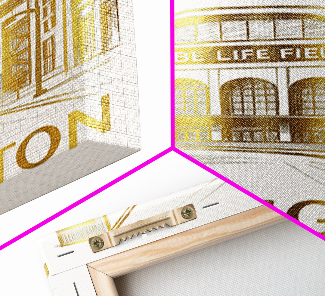 Arlington Travel Poster, Framed Canvas Print, Gold Line Drawing Wall Art, Arlington City Art, Travel Poster Art, City Art Print