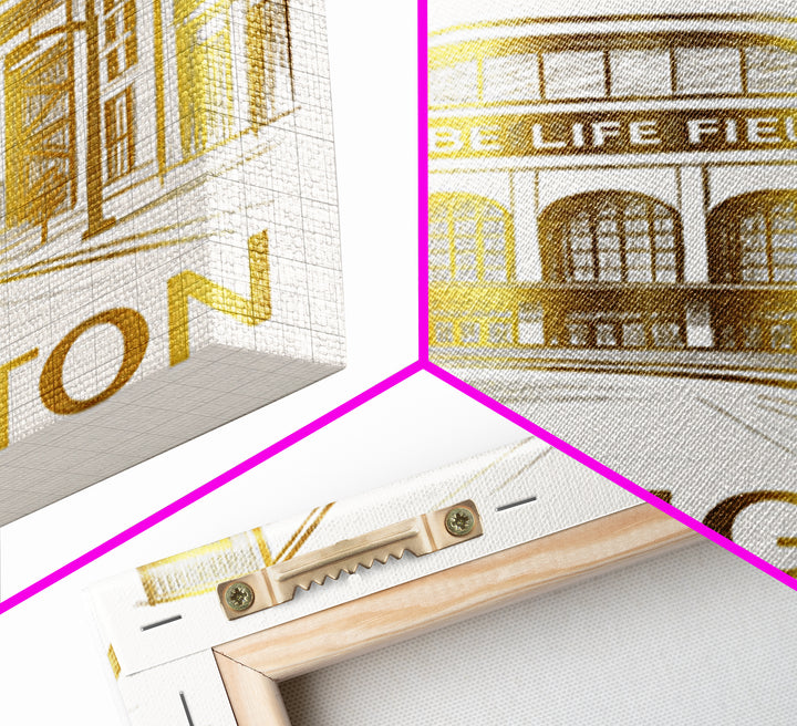 Arlington Travel Poster, Framed Canvas Print, Gold Line Drawing Wall Art, Arlington City Art, Travel Poster Art, City Art Print