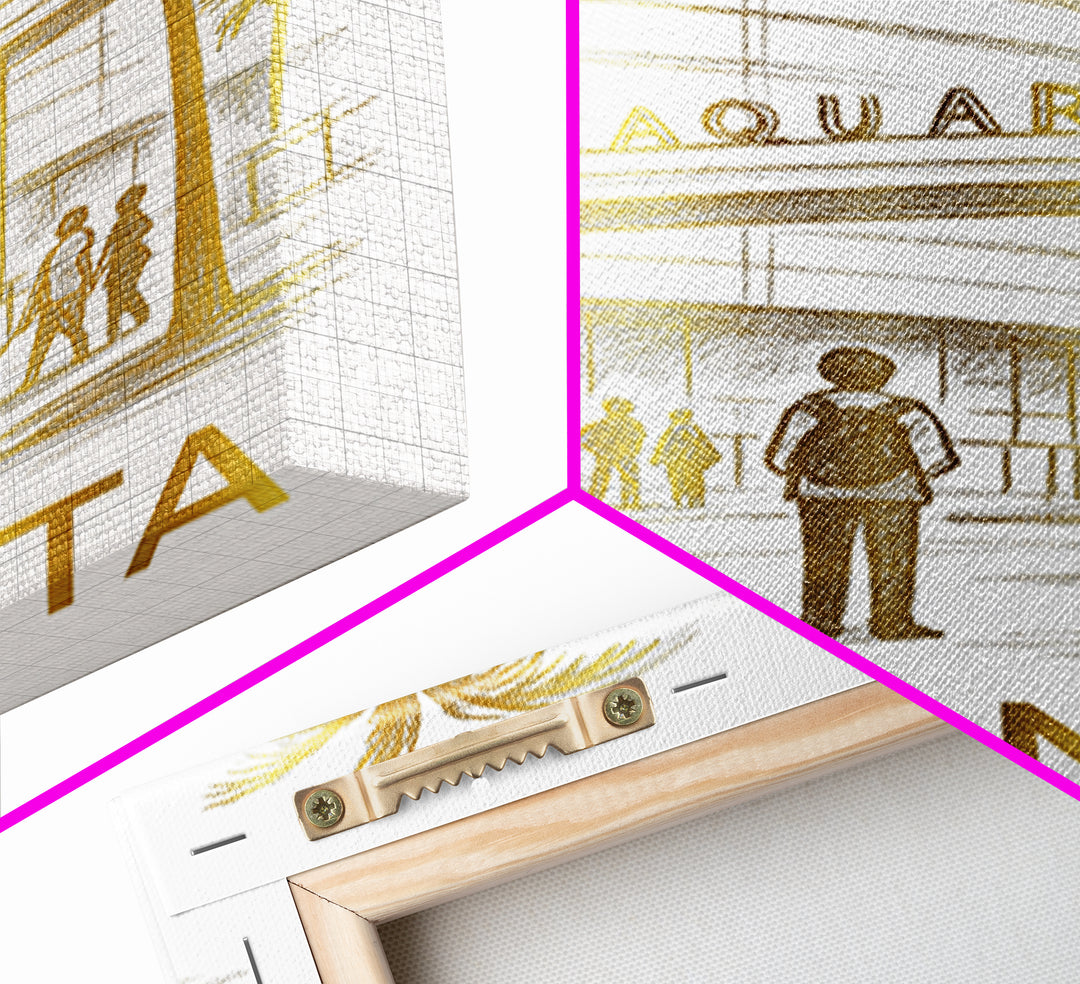 Atlanta Travel Poster, Canvas Print, White And Gold Sketch Art, Atlanta Art Print, Watercolor Skyline, Retro Travel Print, Wall Art