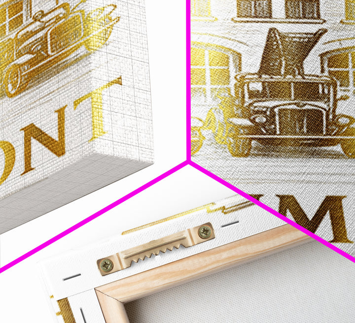Beaumont Travel Poster, Framed Canvas Print, Gold Line Drawing Wall Art, Beaumont City Art, Home Office Decor, City Travel Prints