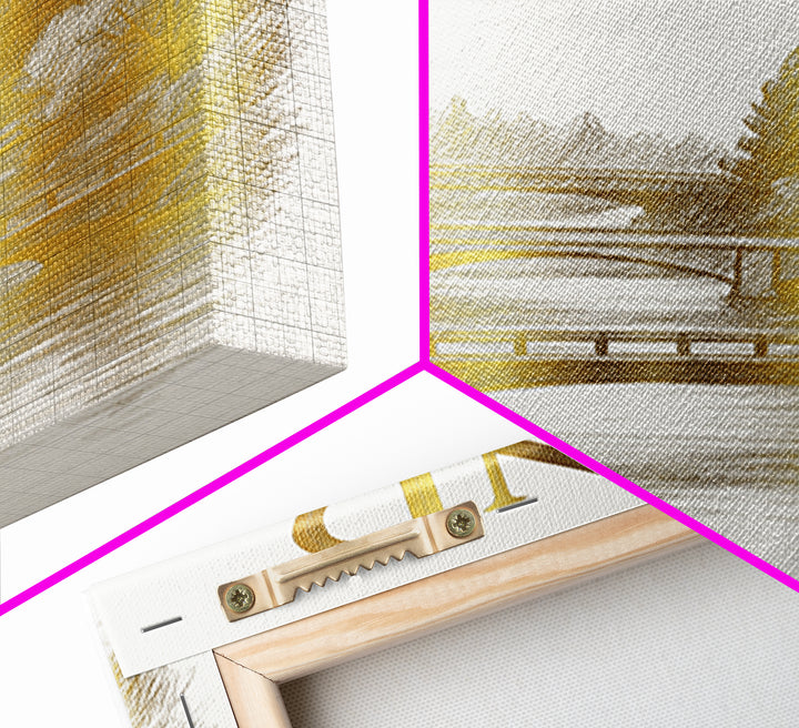 Bend Oregon Travel Poster, Canvas Print, White And Gold Sketch Art, Bend Art Print, Vintage City Poster, City Art Print, Fine Art Print