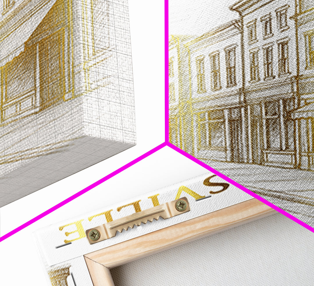 Brownsville Texas Travel Poster, Canvas Print, Gold Line Drawing Wall Art, Brownsville Wall Art, Eclectic Wall Decor, City Art Print