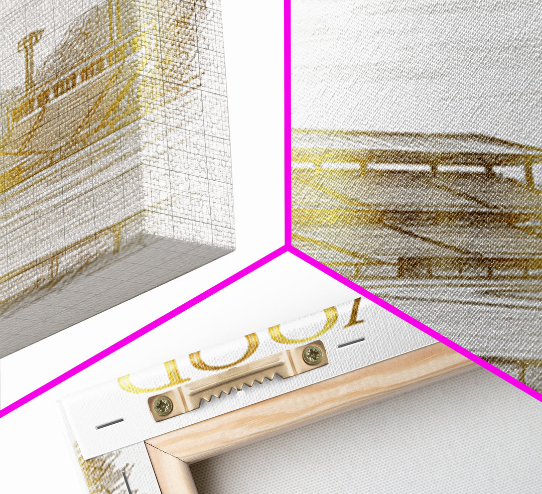 Lakewood Travel Poster, Framed Canvas Print, White And Gold Sketch Art, Lakewood Wall Art, Home Office Decor, Mid Century Wall Art