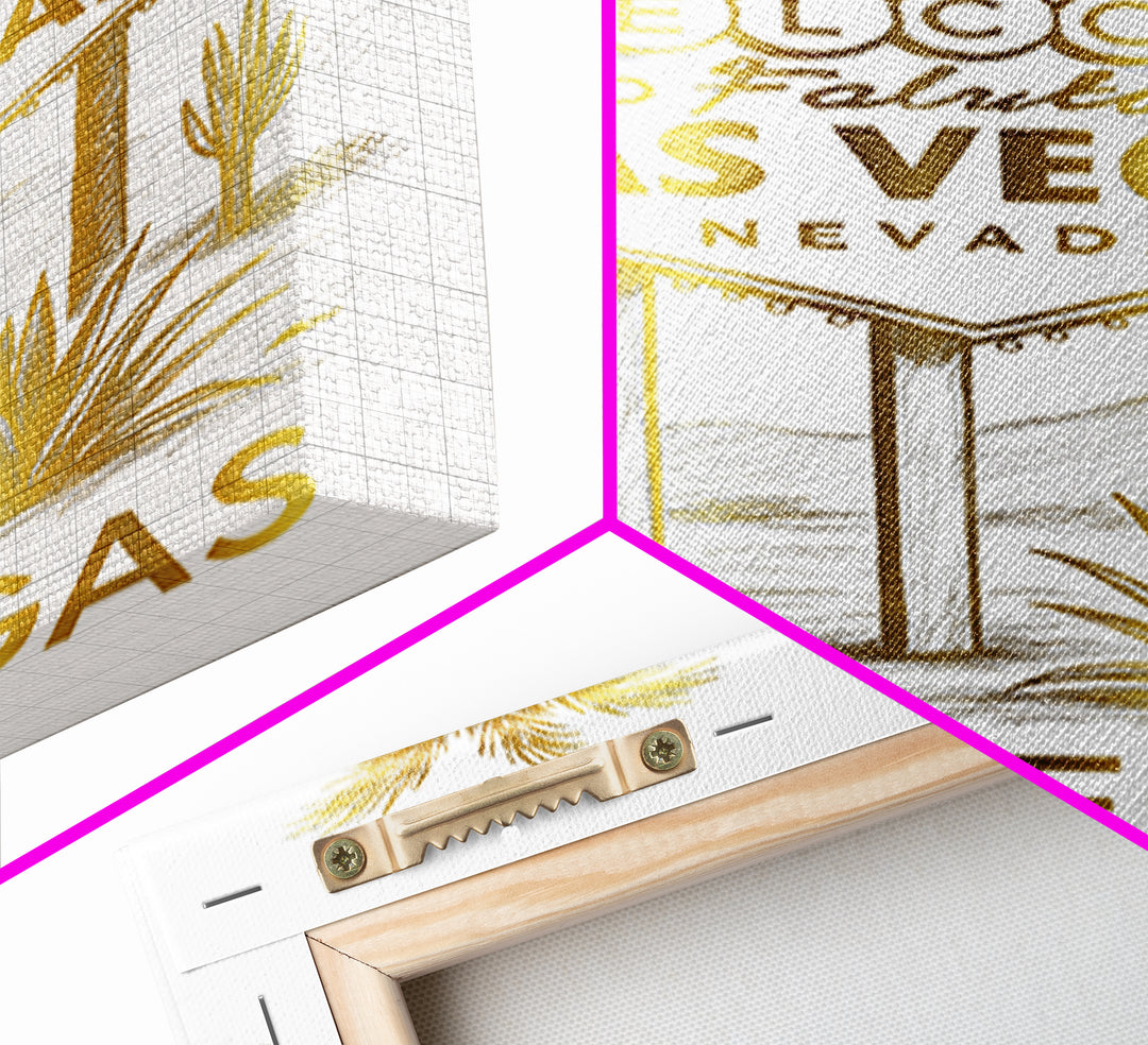 Las Vegas Travel Poster, Canvas Print, Gold Line Drawing Wall Art, Las Vegas Travel Art, Travel Art Print, Mid Century Wall Art