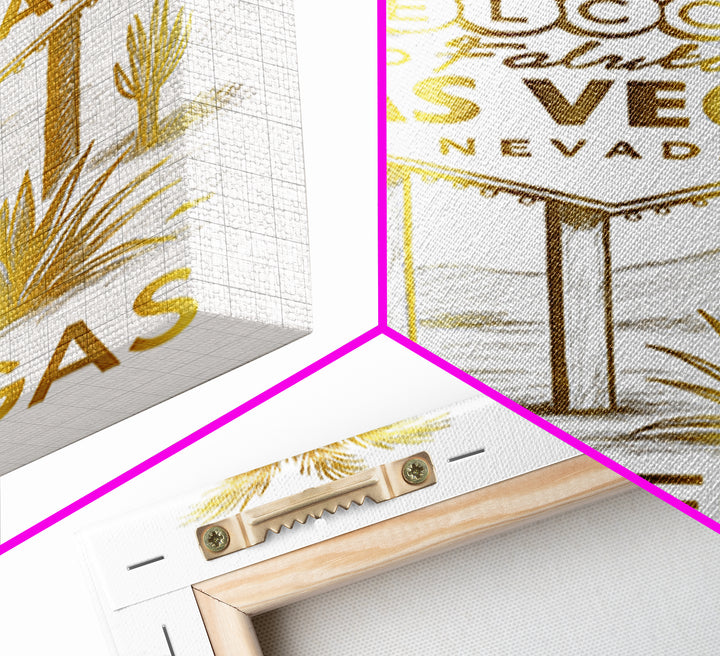 Las Vegas Travel Poster, Canvas Print, Gold Line Drawing Wall Art, Las Vegas Travel Art, Travel Art Print, Mid Century Wall Art