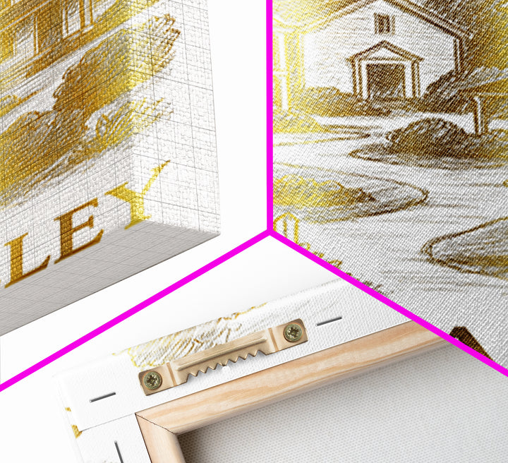 Simi Valley Travel Poster, Framed Canvas Print, White And Gold Sketch Art, Simi Valley Wall Art, Mid Century Wall Art, Retro Travel Print