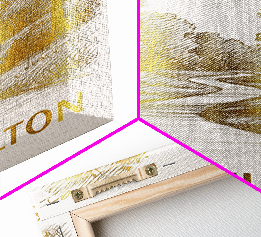 South Fulton Travel Poster, Canvas Print, Gold Line Drawing Wall Art, South Fulton Wall Art, Modern Wall Decor, Mid Century Wall Art