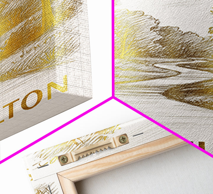 South Fulton Travel Poster, Canvas Print, Gold Line Drawing Wall Art, South Fulton Wall Art, Modern Wall Decor, Mid Century Wall Art
