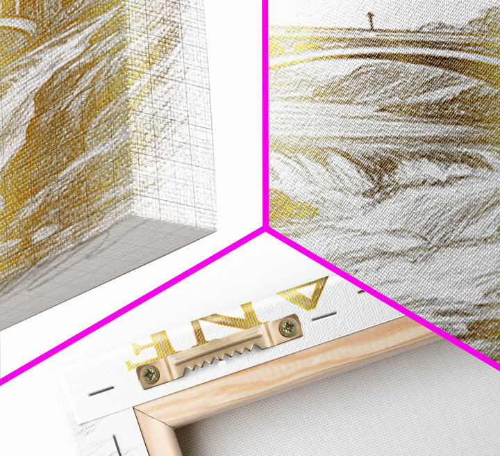 Spokane Washington Travel Poster, Canvas Print, Gold Line Drawing Wall Art, Spokane Travel Art, Retro Travel Print, Vintage Travel Art