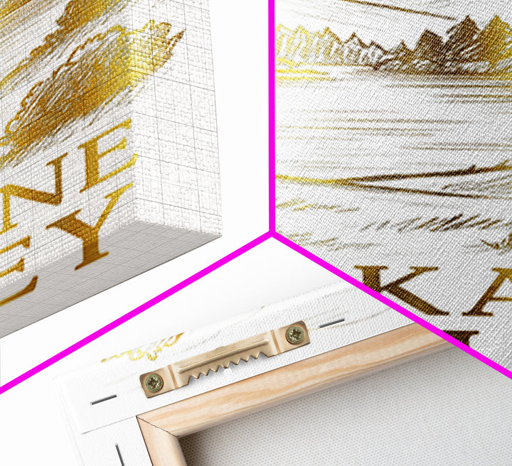Spokane Valley Travel Poster, Framed Canvas Print, Gold Line Drawing Wall Art, Spokane Valley Travel Art, Travel Poster Set, Wall Art