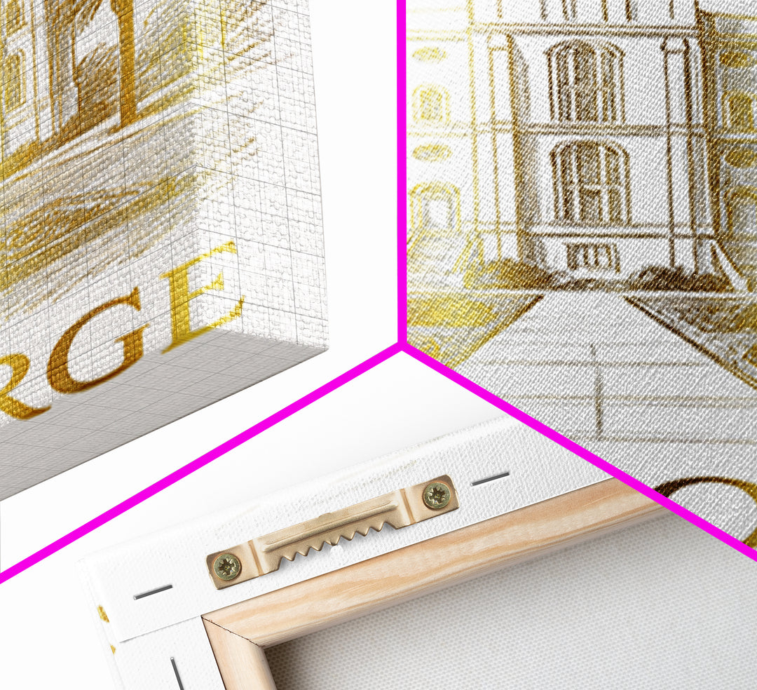 St George Travel Poster, Canvas Print, Gold Line Drawing Wall Art, St George Wall Art, Retro Travel Print, Mid Century Wall Art