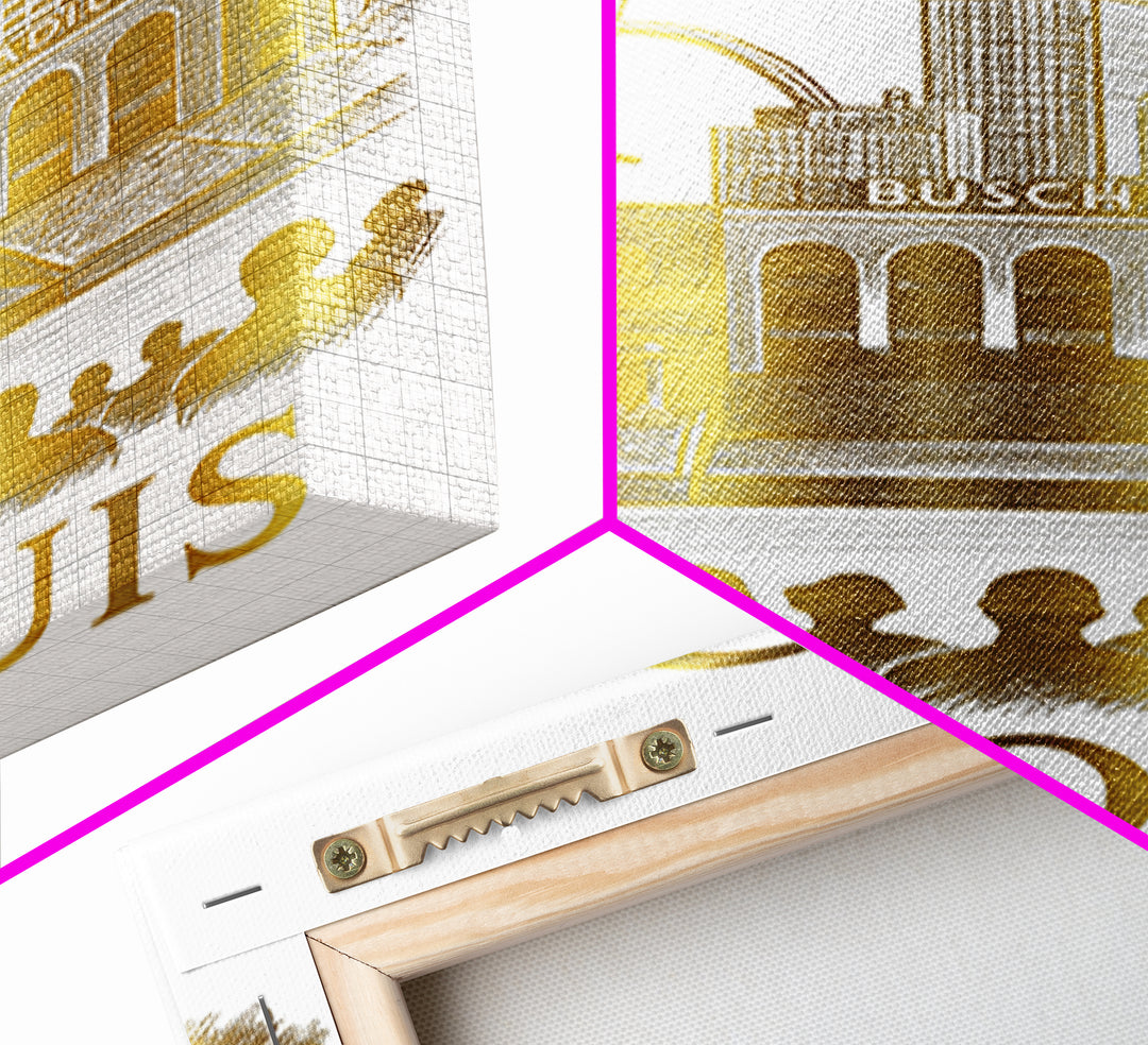 St Louis Travel Poster, Canvas Print, Gold Line Drawing Wall Art, St Louis Art Print, Travel Poster Set, Travel Art Print, Fine Art Print