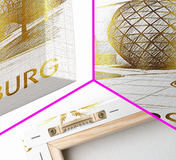 St Petersburg Travel Poster, Canvas Print, White And Gold Sketch Art, St Petersburg Art Print, City Illustration, Travel Wall Decor