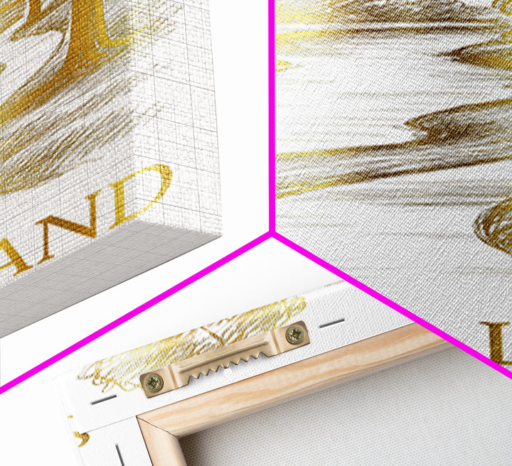 Sugarland Travel Poster, Framed Canvas Print, White And Gold Sketch Art, Sugarland City Art, Wanderlust Decor, City Travel Prints