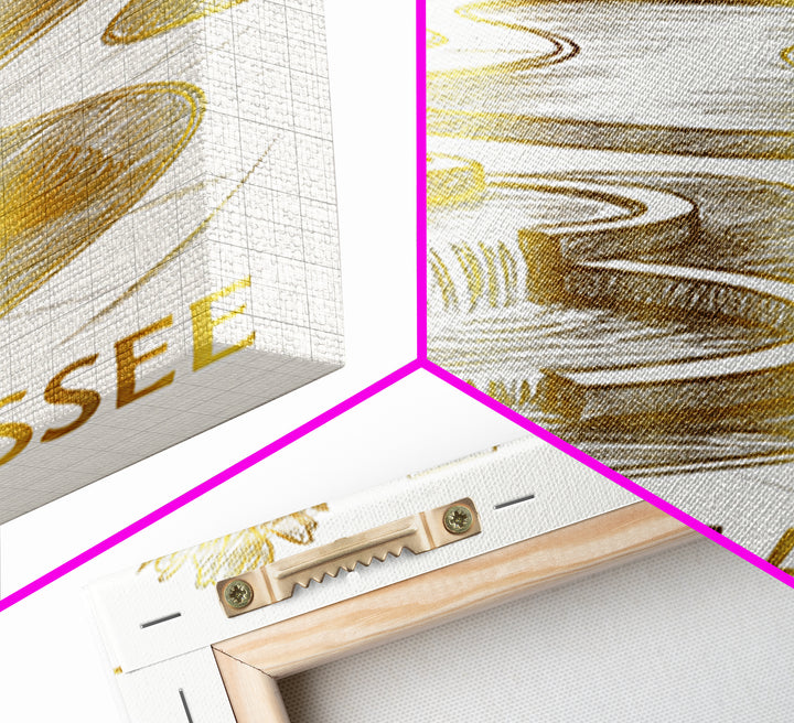 Tallahassee Travel Poster, Canvas Print, White And Gold Sketch Art, Tallahassee Art Print, Watercolor City Skyline, Travel Art Print