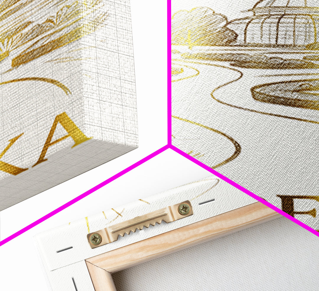 Topeka Travel Poster, Canvas Print, Gold Line Drawing Wall Art, Topeka Wall Art, Travel Poster Set, Living Room Wall Art, Fine Art Print