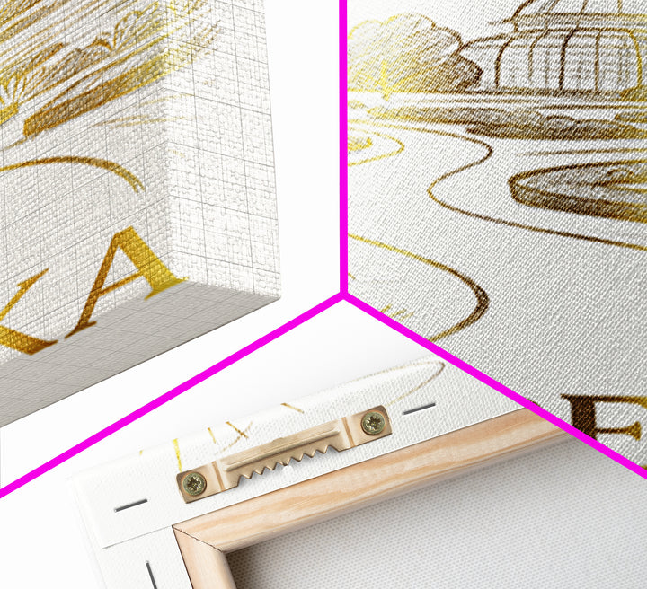 Topeka Travel Poster, Canvas Print, Gold Line Drawing Wall Art, Topeka Wall Art, Travel Poster Set, Living Room Wall Art, Fine Art Print
