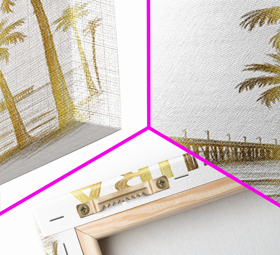 Ventura California Travel Poster, Framed Canvas Print, White And Gold Sketch Art, Ventura City Art, Watercolor Skyline, Travel Poster Art