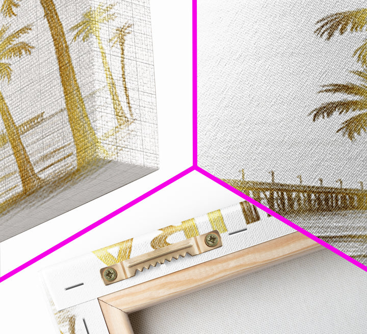 Ventura California Travel Poster, Framed Canvas Print, White And Gold Sketch Art, Ventura City Art, Watercolor Skyline, Travel Poster Art
