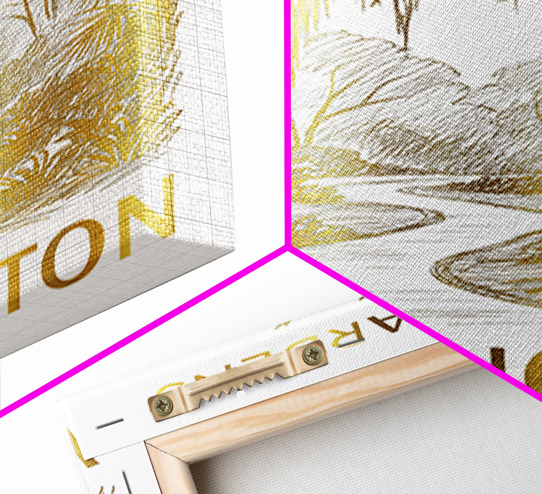 Wilmington Travel Poster, Canvas Print, Gold Line Drawing Wall Art, Wilmington Art Print, Travel Wall Art, City Travel Prints, Wall Art