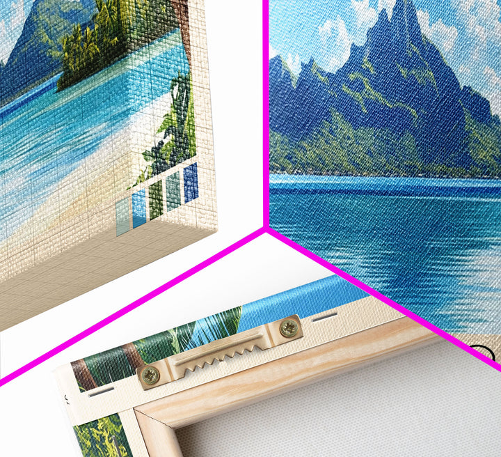Bora Bora, France Panoramic Beach Print, Vacation Gift, France Wall Art, Beach Painting, Beach Decor, Beach Painting