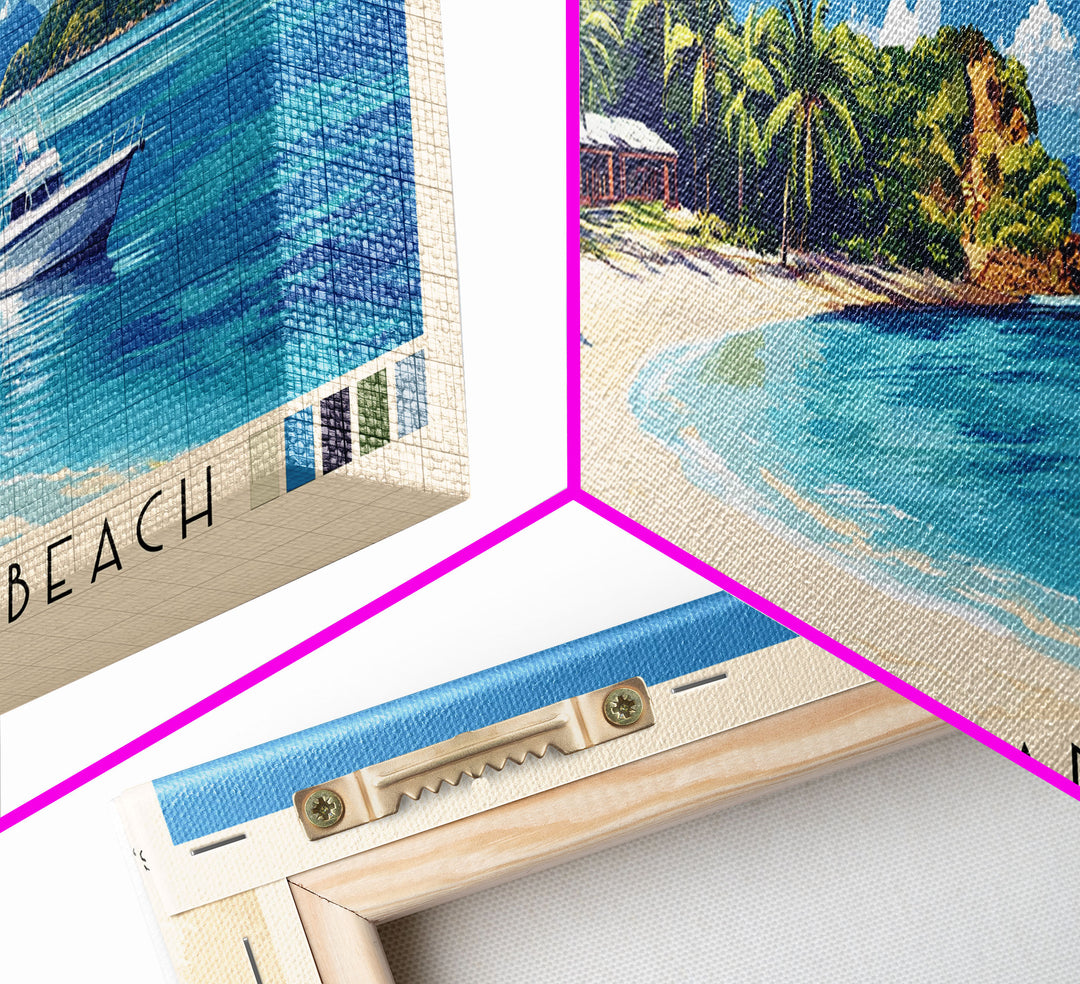 Cast Away Island Beach, Fiji Panoramic Print, Vacation Gift, Fiji Wall Art, Beach Painting, Beach Decor, Beach Or Lakehouse Art