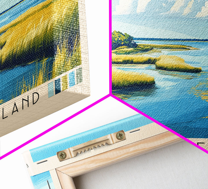 Chincoteague Island, Virginia Panoramic Beach Print, Vacation Gift, Virginia Wall Art, Framed Canvas Print, Framed Beach Painting