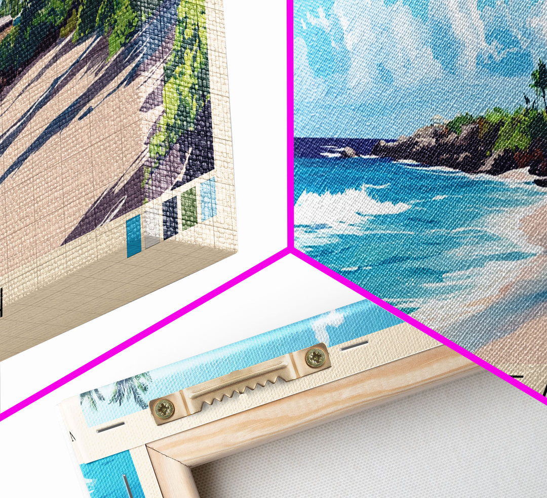 Crane Beach, Barbados Panoramic Print, Vacation Gift, Barbados Wall Art, Beach Painting, Beach Decor, Large Wall Art, Wood Frame Art