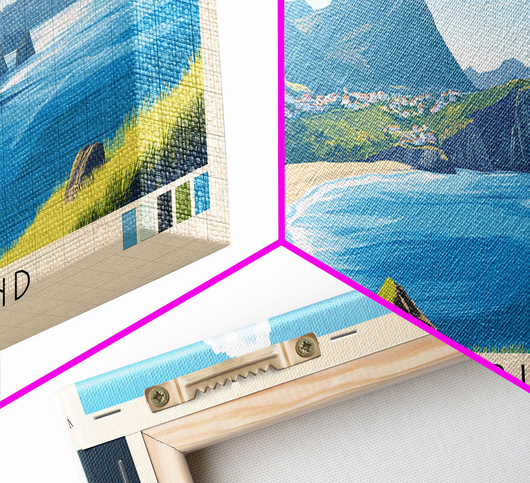 Flores Island, Portugal Panoramic Print, Vacation Gift, Portugal Wall Art, Beach Painting, Beach Decor, Large Wall Art, Wood Frame Art