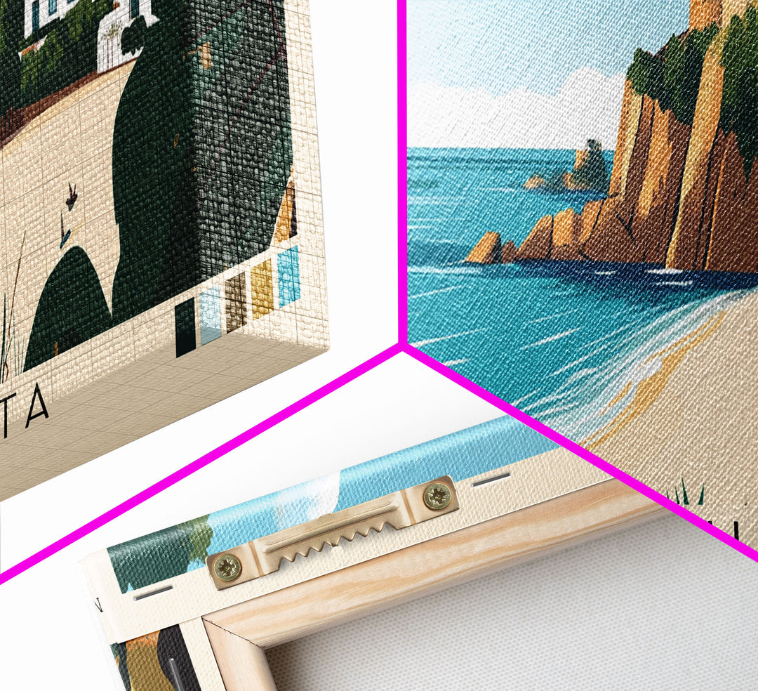 Ilha da Fuseta, Portugal Panoramic Print, Vacation Gift, Portugal Wall Art, Beach Painting, Beach Decor, Large Wall Art, Wood Frame Art